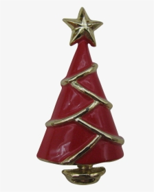 Modern Red Enameled Christmas Tree Pin - Christmas Tree, HD Png Download, Free Download