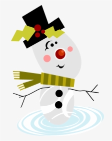 Snowman Wearing A Top Hat And Scarf - Cartoon, HD Png Download, Free Download