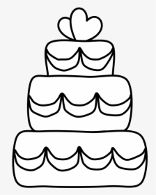 Wedding Cake, Tiers, Icing, Heart, Black And White - Bánh, HD Png Download, Free Download