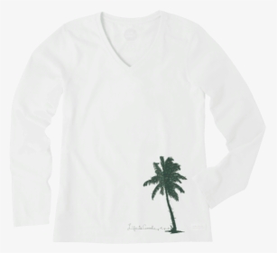 Women"s Palm Tree With Lights Long Sleeve Crusher Vee - Long-sleeved T-shirt, HD Png Download, Free Download
