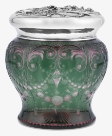 American Cut Glass And Silver Tobacco Jar - Vase, HD Png Download, Free Download