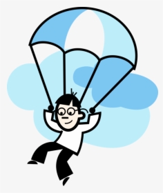 Vector Illustration Of Parachutist Parachuting To Earth - Paragliding Clipart Png, Transparent Png, Free Download