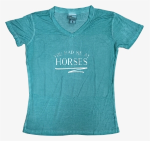 White You Had Me At Horse Squiggle Spearmint V-neck - Active Shirt, HD Png Download, Free Download