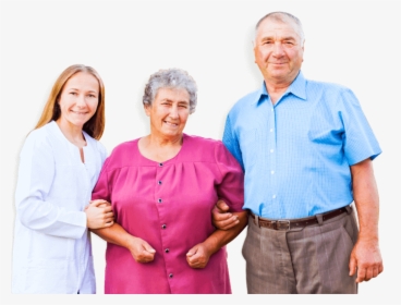 Elderly Couple And Caregiver Smiling - Senior Citizen, HD Png Download, Free Download