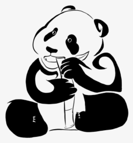Panda Eating Bamboo Drawing - Tribal Panda Tattoo, HD Png Download, Free Download
