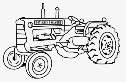 Drawing Tractors Tractor Trolley - Allis Chalmers Tractor Drawing, HD Png Download, Free Download
