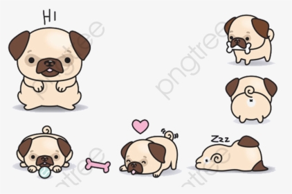 Transparent Pug Face Clipart - Cute Pug Dog Clip Art, HD Png Download, Free Download