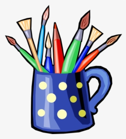 Vector Illustration Of Colored Pencil Writing Instruments - Paintbrush Cup Clip Art, HD Png Download, Free Download