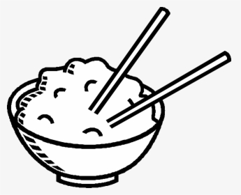 Chopsticks, Chinese Food, Bowl, Rice - Rice Black And White Clipart, HD Png Download, Free Download
