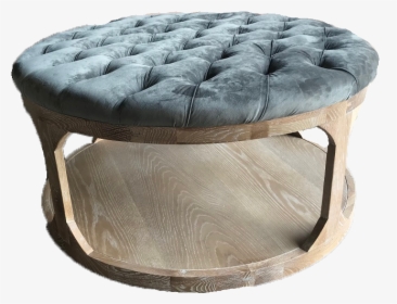 Round Grey Velvet Tufted Ottoman - Coffee Table, HD Png Download, Free Download