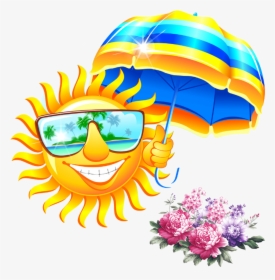 Summer Sun Umbrella Sunglasses Fight Download Hd Png - Sun Cartoon W Umbrella, Transparent Png, Free Download