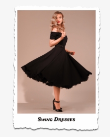 Vintage Inspired Clothing, Unique Retro Clothing, Retro - Black 50's Swing Dress, HD Png Download, Free Download