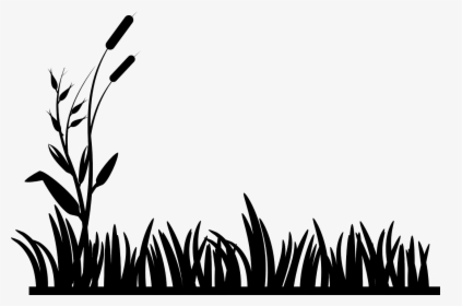 Cattails, Grass, Lawn, Nature, Silhouettes - Animated Black And White Grass, HD Png Download, Free Download