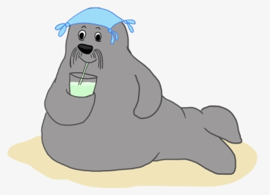 Summer Drawing Of Walrus On Beach - Funny Summer Clip Art, HD Png Download, Free Download