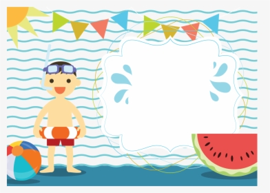 Hd Summer Clipart Swimming - Pool Party Invitation Background, HD Png Download, Free Download