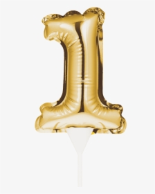 1 Mini Balloon Gold Cake Topper - Luftballon Zahl Auf Stab Befestigen, HD Png Download, Free Download
