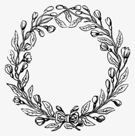 Download Vintage Wreath Free Vector File And Clip Art - Black And White Flower Wreath Png, Transparent Png, Free Download