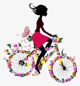 Bicycle Cycling Woman Wallpaper - Bike Girl On A Bike Silhouette, HD Png Download, Free Download