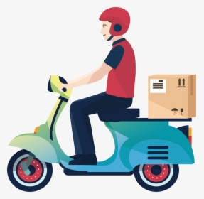 Logistics Courier Service Delivery Motorcycle Man Clipart - Delivery Boy Cartoon, HD Png Download, Free Download