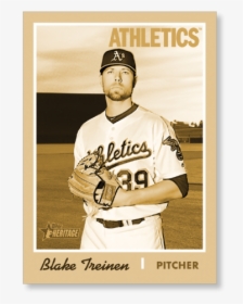 Blake Treinen 2019 Heritage Baseball Base Poster Gold - Oakland Athletics, HD Png Download, Free Download