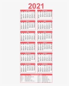 Calendar 2021 Transparent Png - Printable Calendar 2019 2020, Png Download, Free Download