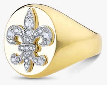 44 Ctw, 14k Men"s Ring - Gold Mens Ring With Fleur De Lis, HD Png Download, Free Download