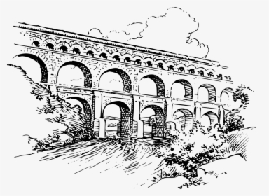 Pont Du Gard Drawing, HD Png Download, Free Download