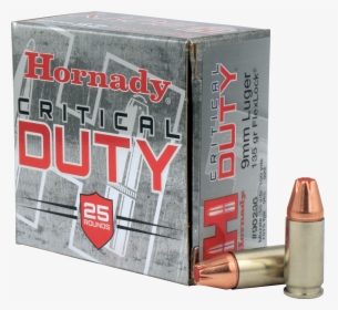 Hornady Critical Duty Ammunition 9mm Luger 135 Grain - 9mm Hollow Point Round, HD Png Download, Free Download
