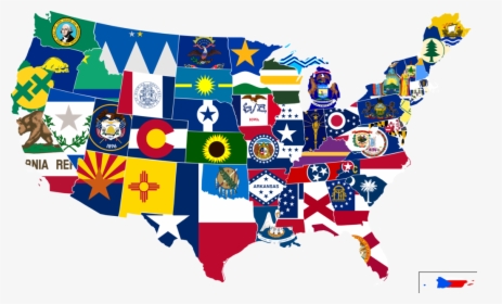 Us States Flag Map, HD Png Download, Free Download