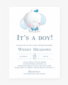 Boy Elephant Baby Shower Invitation Template By Littlesizzle"  - Sheep, HD Png Download, Free Download