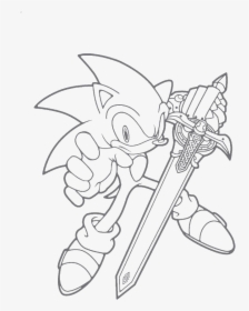 Sonic Is A Great Sword Unleashed Coloring Page - Sonic The Hedgehog With Sword Printable Coloring Sheets, HD Png Download, Free Download