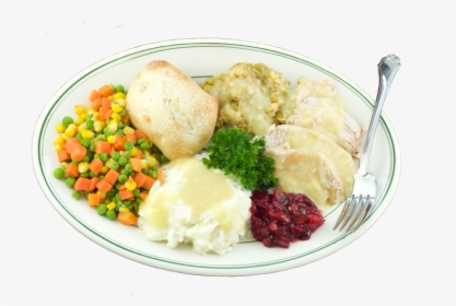 Thanksgiving-plate - Turkey Mashed Potatoes Gravy Vegetables, HD Png Download, Free Download