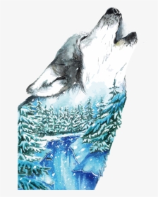 Snowman Canvas Art Poster Watercolor Vector Wolf - Wolf Watercolor Painting, HD Png Download, Free Download