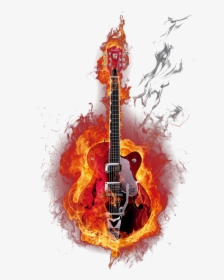 Le Burning Humour Allumer Illustration Guitar Feu Clipart - Electric Guitar Fire Png, Transparent Png, Free Download