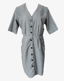 80"s Gray Button Up Dress - Blouse, HD Png Download, Free Download