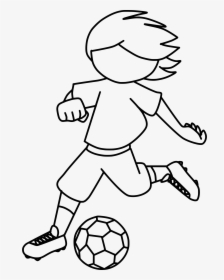 Kicking Football Clipart Clipart Black And White Clipart - Drawing A Boy Kicking A Ball, HD Png Download, Free Download