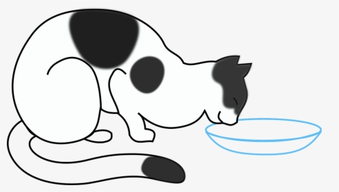 Cat Meows A Lot - Cat Drinking Milk Drawing, HD Png Download, Free Download
