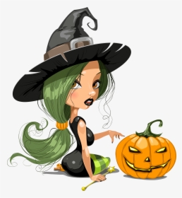 Religious Cross With Scarecrow And Pumpkin Clipart - Cute Witch Halloween Cartoon, HD Png Download, Free Download