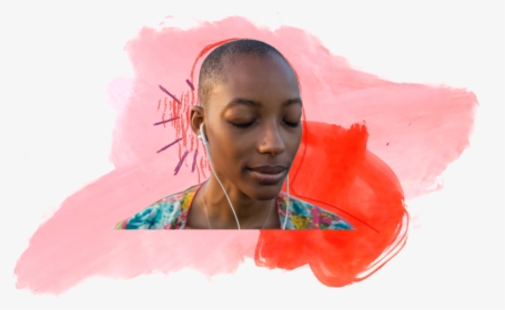 Black Woman With Headphones On And Eyes Closed Listening - Girl, HD Png Download, Free Download
