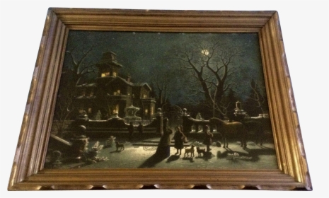 Gorgeous Victorian House Moon Reflection Night Scene - Picture Frame, HD Png Download, Free Download