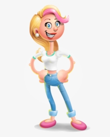 Cute Blonde Girl In Jeans Cartoon Vector 3d Character - Construction Cartoon Girl Vector, HD Png Download, Free Download