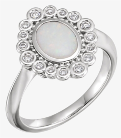 Opal Diamond Bubble Border Ring - Pre-engagement Ring, HD Png Download, Free Download