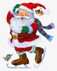 Rudolph Santa Claus Christmas New Year - Santa Ice Skating Clipart, HD Png Download, Free Download