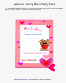 Transparent Gram Clipart - Valentine's Day Candy Gram Template Card, HD Png Download, Free Download