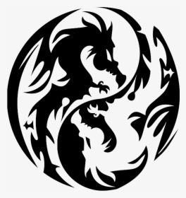 Stencil Chinese Yin Japanese Dragon Yang Clipart - Yin Yang Dragon Symbol, HD Png Download, Free Download