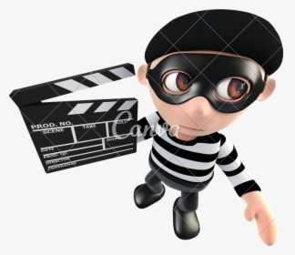 3d Funny Cartoon Burglar Thief Character Holding A - Cartoon Burglar Crowbar, HD Png Download, Free Download