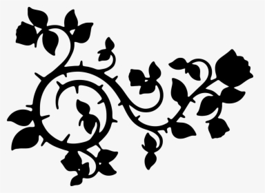 Roses, Flowers, Floral, Swoosh, Flourish, Decorative - Rose Vine Silhouette, HD Png Download, Free Download