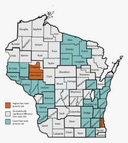 Wpm County /multicounty Level Poverty Rates Vary A - Wisconsin Counties, HD Png Download, Free Download