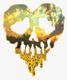 #skull #heart #skullheart #sunflower #sunset #sunflowerskull - Skull, HD Png Download, Free Download