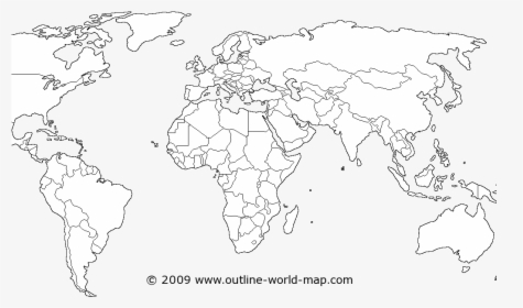 Download Black White World Map - Transparent World Map Outline, HD Png Download, Free Download